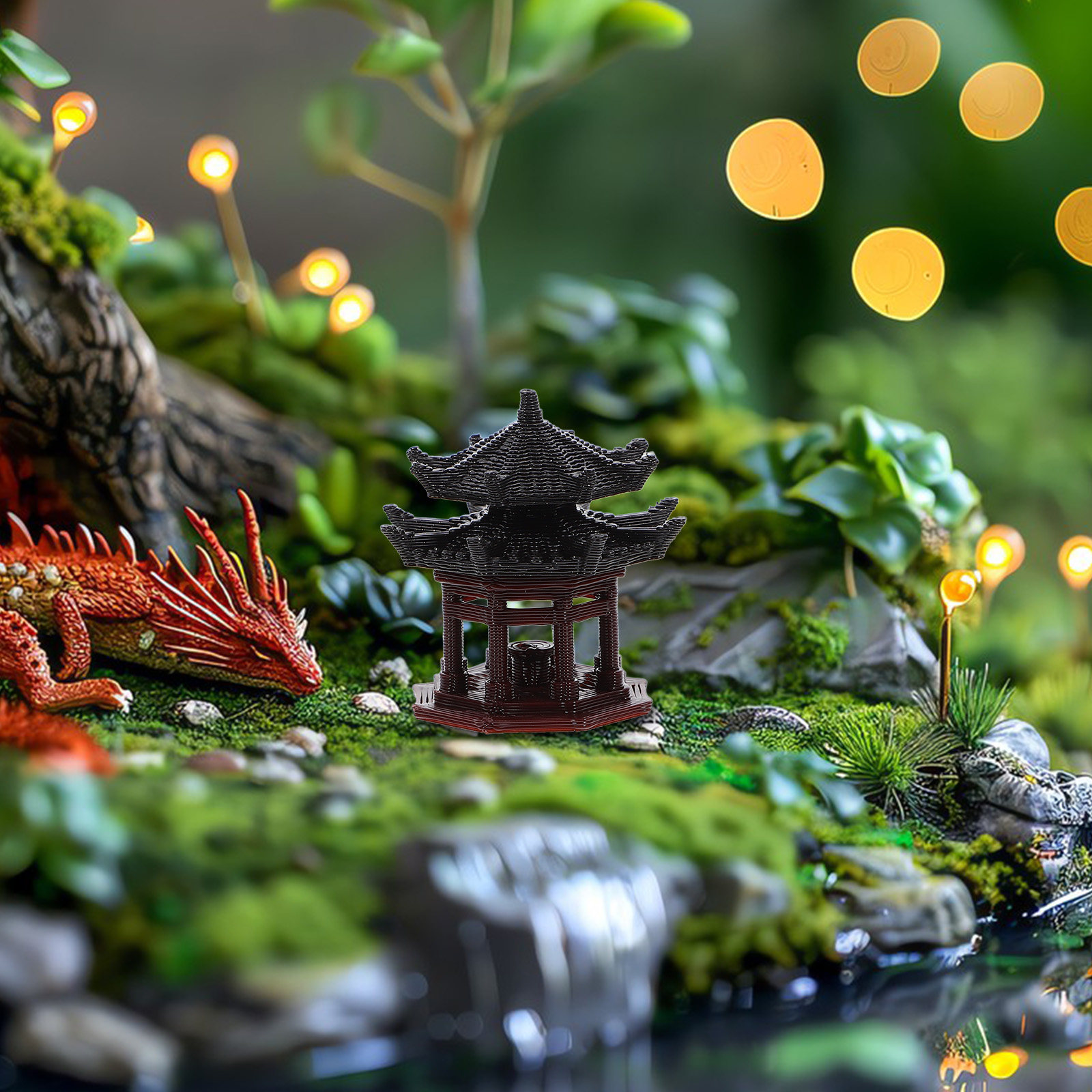 Mini Pavilion Statue Chinese S - Bonsai Garden Zen ulasan dan harga