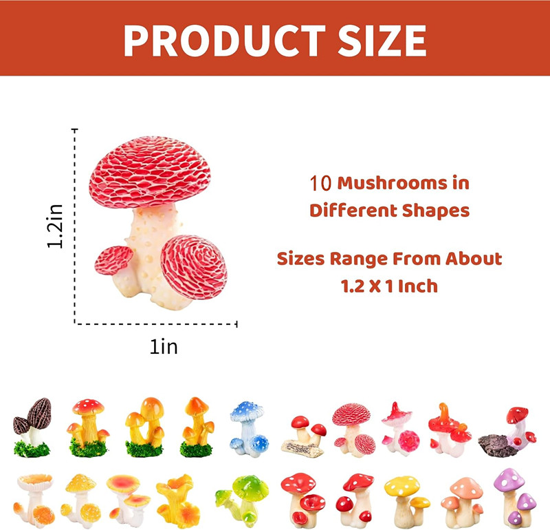 10Pcs Resin Mini Morel Mushroo - Landscape Bonsai Garden ulasan dan harga