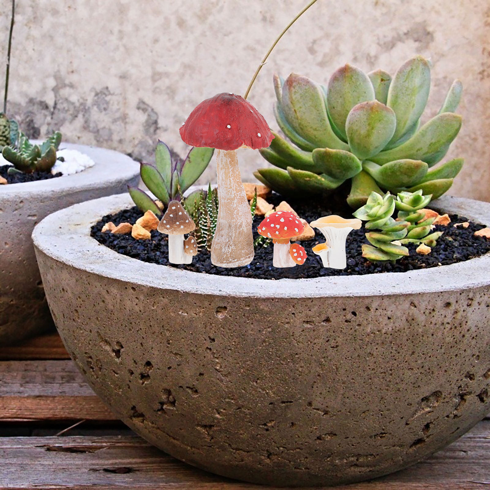 4Pcs Resin Miniature Mushroom  - Landscape Bonsai Garden ulasan dan harga