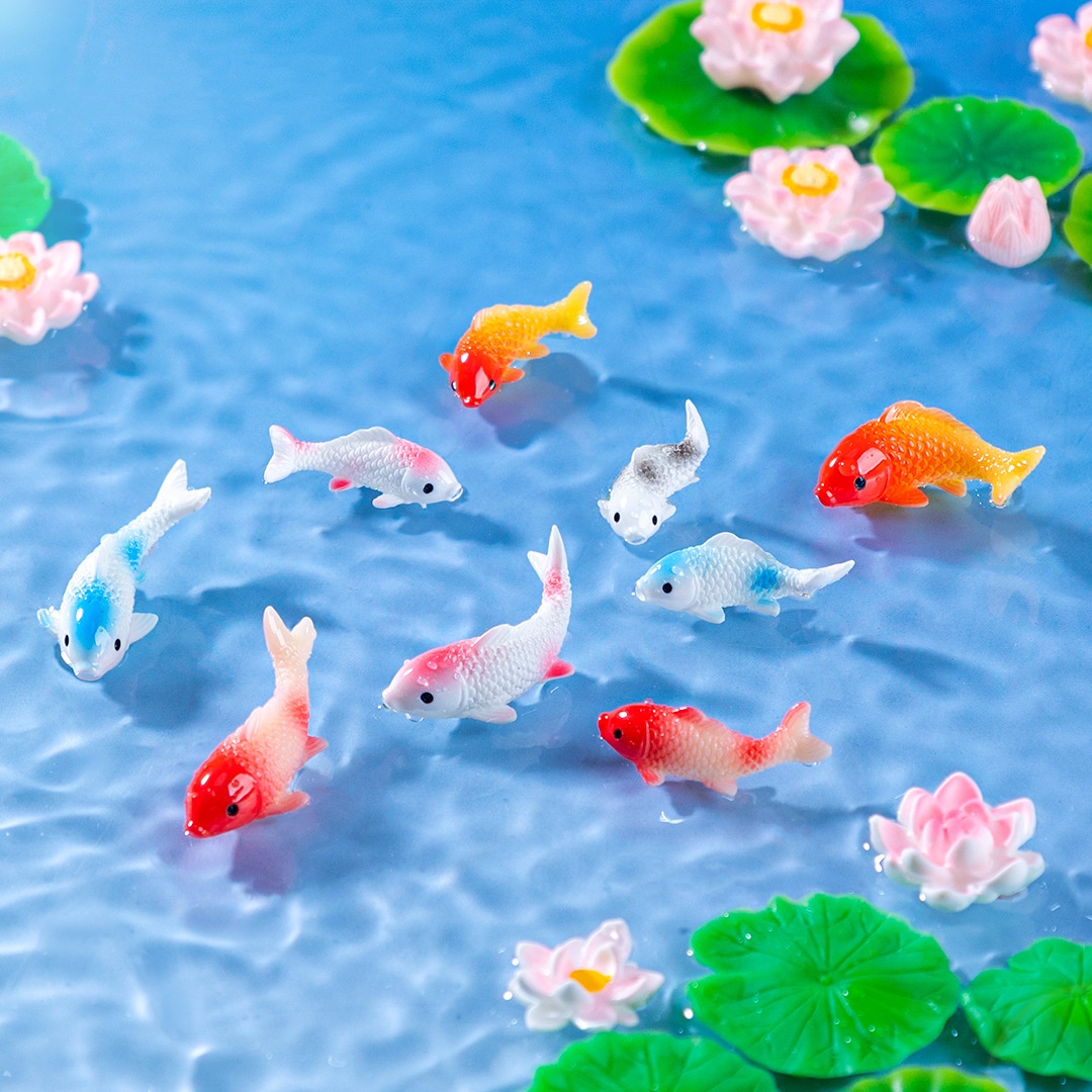 10PCS Mini Koi Fish Resin Gold - Landscape Bonsai Garden ulasan dan harga
