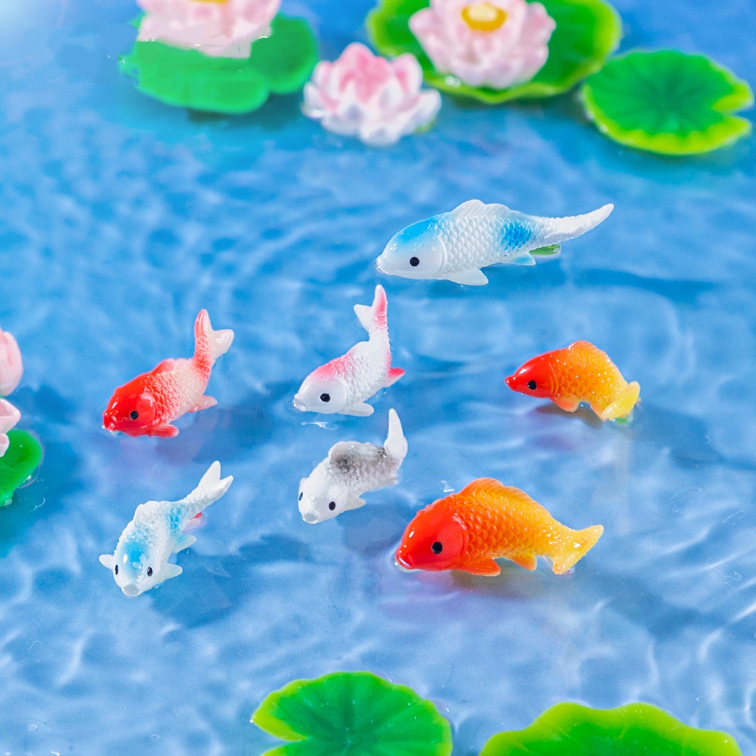 10PCS Mini Koi Fish Resin Gold - Landscape Bonsai Garden ulasan dan harga