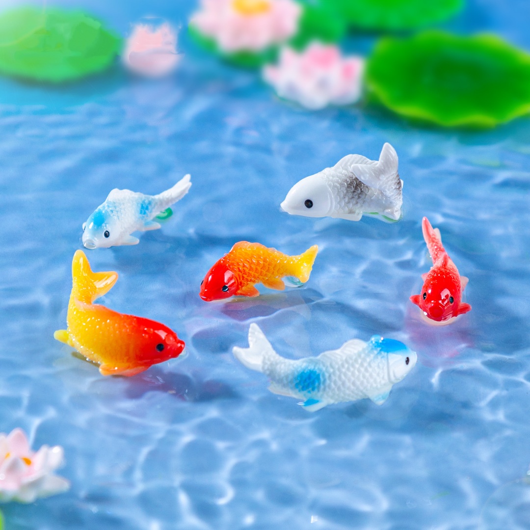10PCS Mini Koi Fish Resin Gold - Landscape Bonsai Garden ulasan dan harga