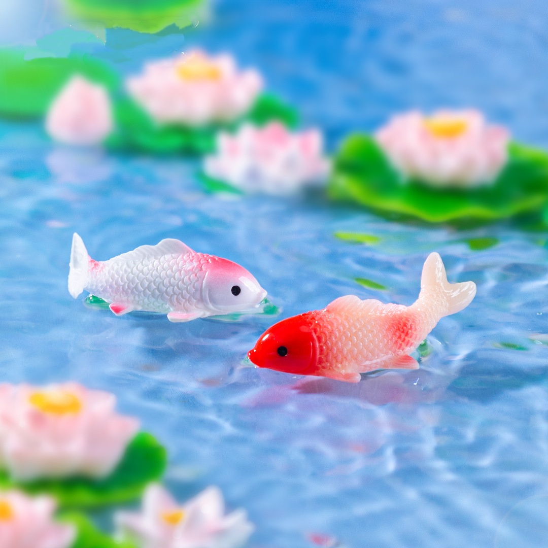 10PCS Mini Koi Fish Resin Gold - Landscape Bonsai Garden ulasan dan harga