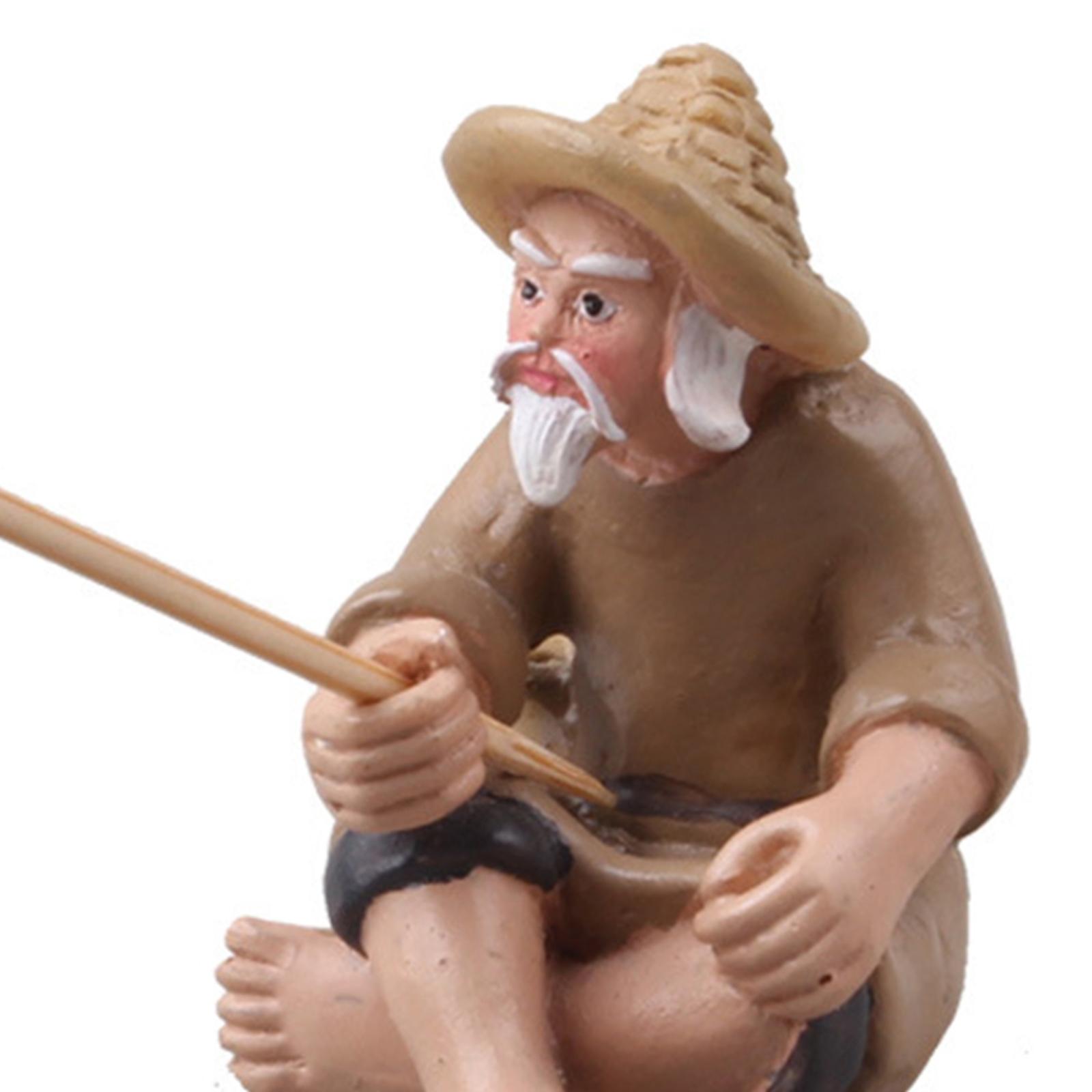 Mini Fisherman Figurines Resin - Landscape Bonsai Garden ulasan dan harga