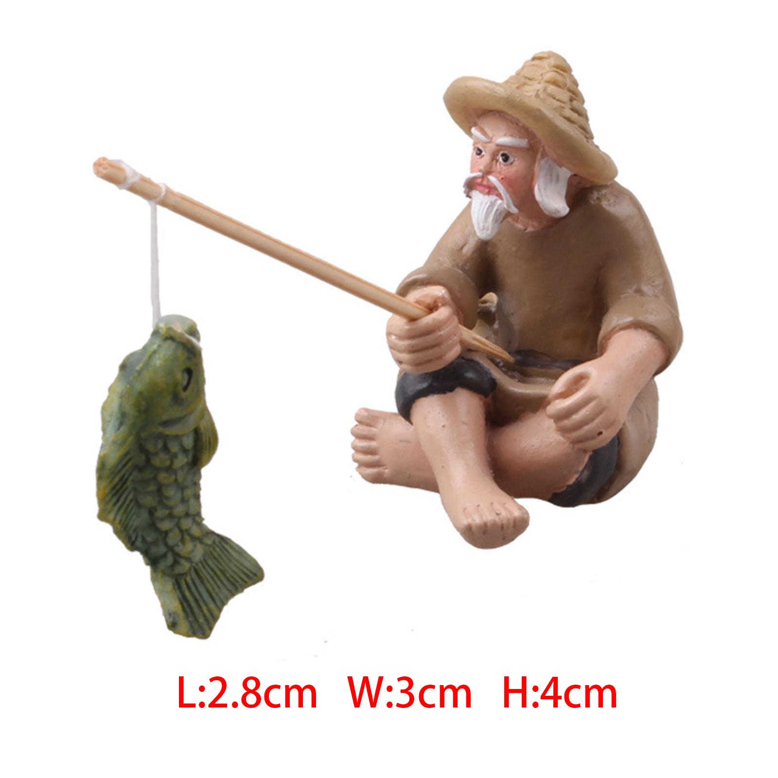 Mini Fisherman Figurines Resin - Landscape Bonsai Garden ulasan dan harga