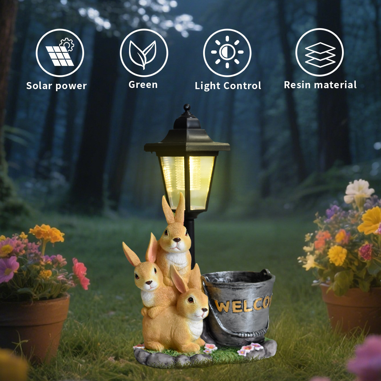 New rabbit solar garden light  - Landscape Bonsai Garden ulasan dan harga