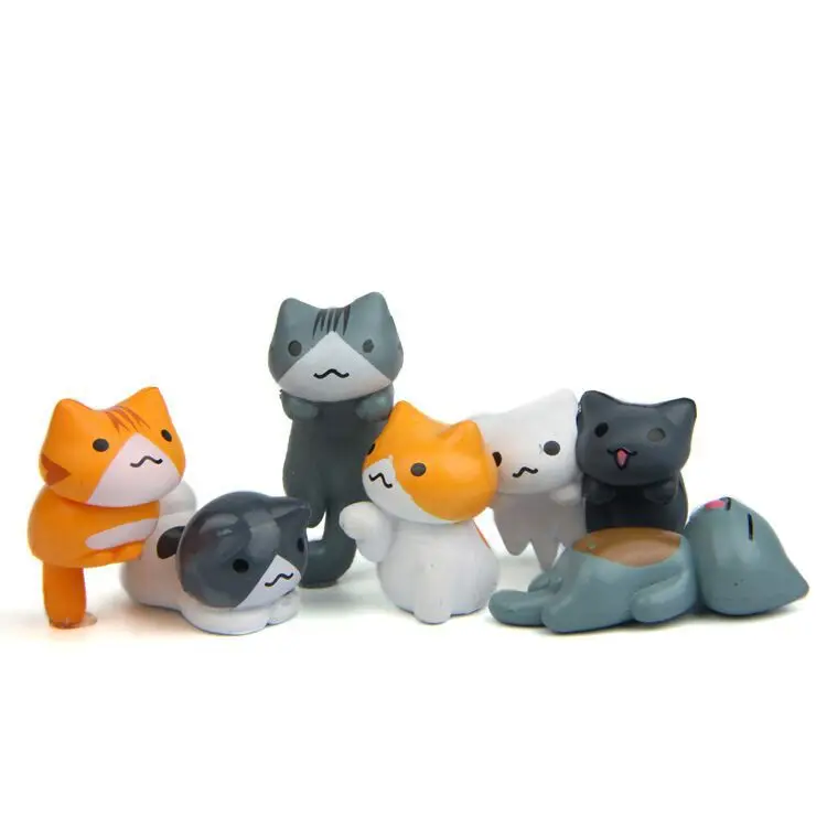 6Pcs/Set Cartoon Lucky pvc Cat - Bonsai Garden In Japan ulasan dan harga
