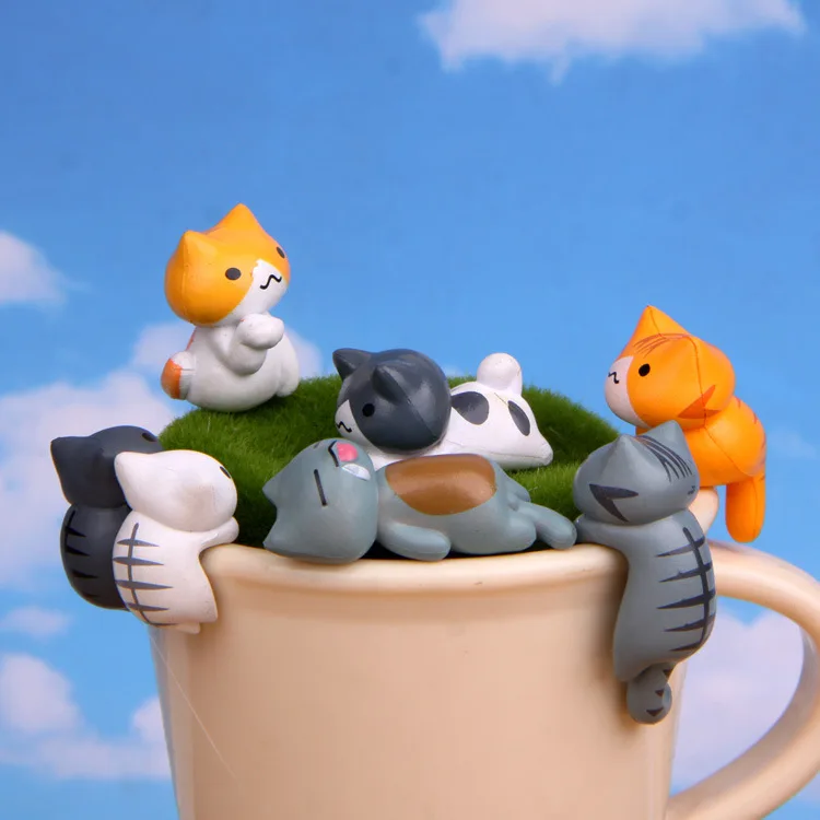 6Pcs/Set Cartoon Lucky pvc Cat - Bonsai Garden In Japan ulasan dan harga