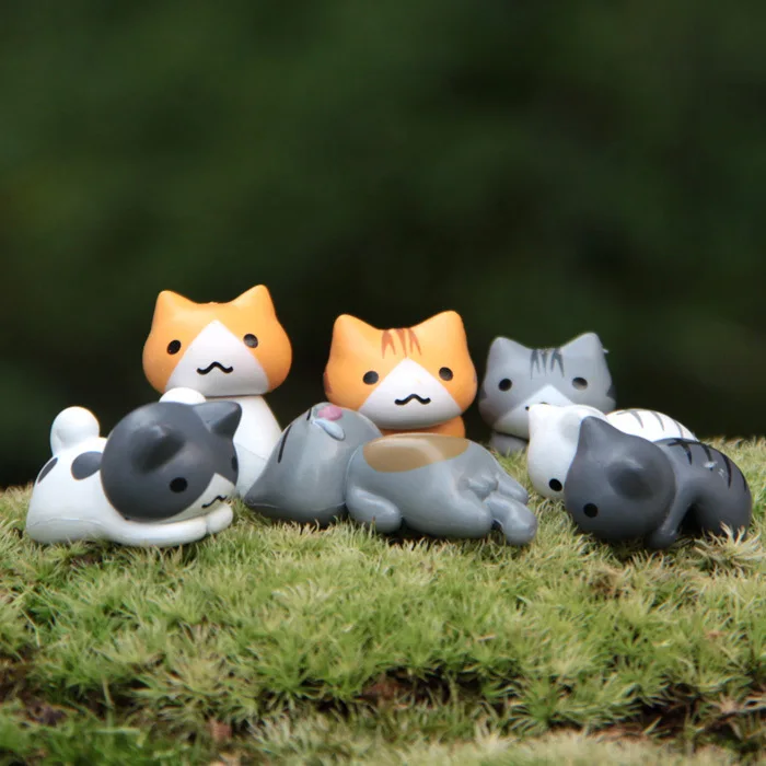 6Pcs/Set Cartoon Lucky pvc Cat - Bonsai Garden In Japan ulasan dan harga